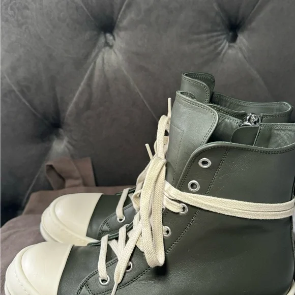 Rick OWENS Green high sneakers - Picture 3 of 5